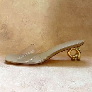 Cult Gaia Cora PVC clear sandal with gold heel. 41.5 10.5 11 11.5